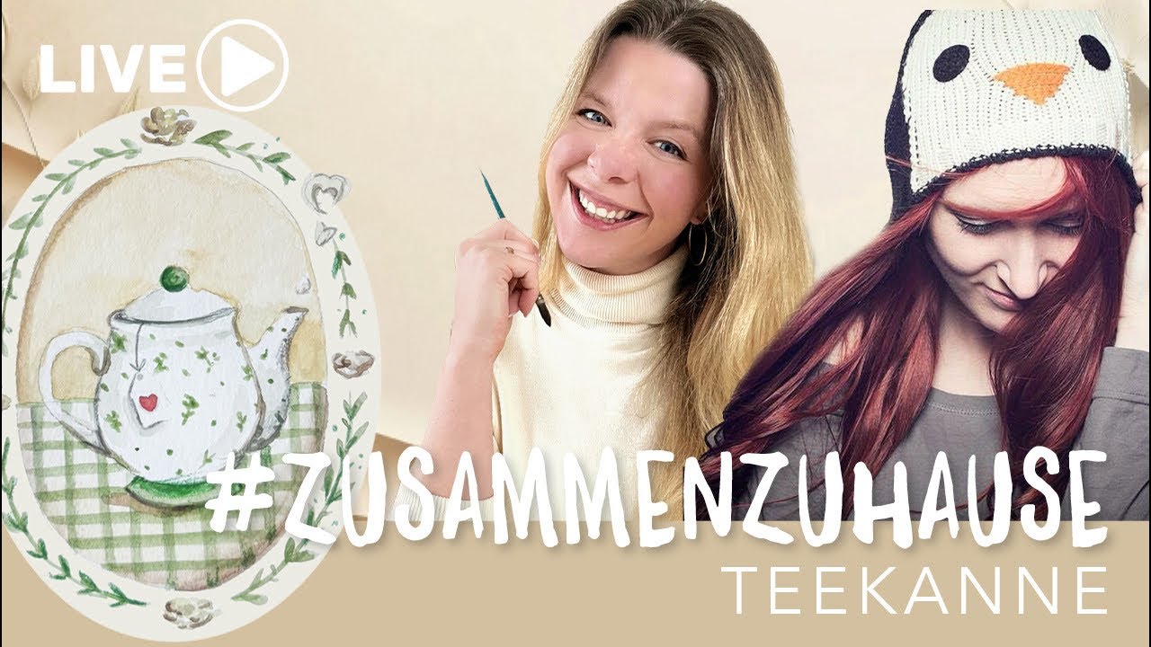 ❤️ Livestream #zusammenzuhause mit Steffi - Teekannen in Aquarell