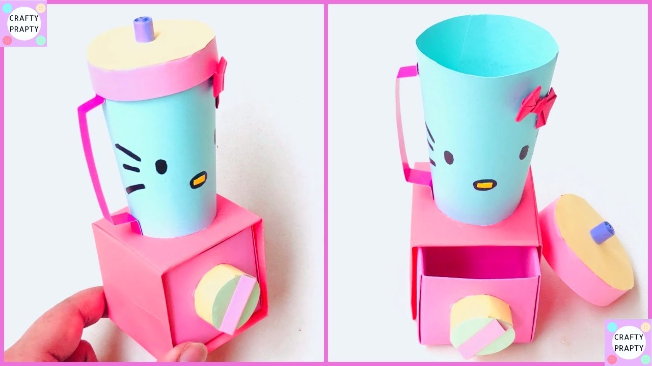 How To Make Hello kitty Origami Blender Machine /DIY Origami Paper Blender Machine
