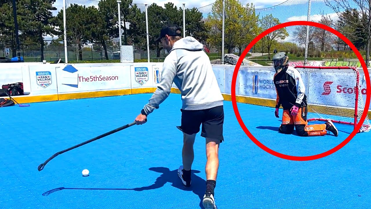 Hockey Goalie plays Floorball Goalie for 1st Time!