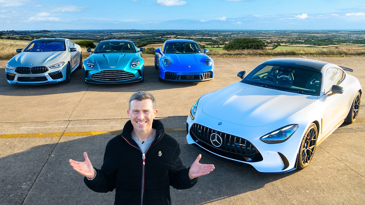 Porsche 911 GTS v Vantage v AMG GT v M8: Który samochód jest najlepszy?