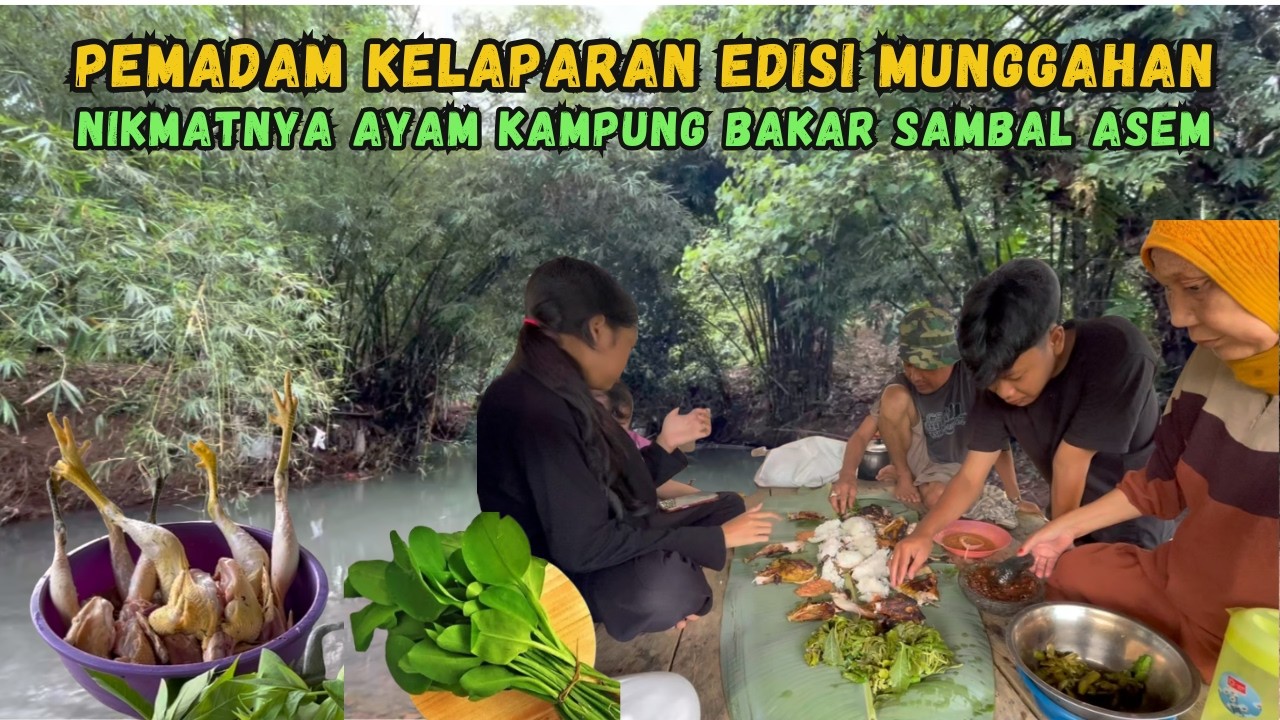 Makan Bersama di Saung Sawah....Ayam Kampung Bakar, Lalapan Daun Singkong, Genjer dan Sambal Jeruk