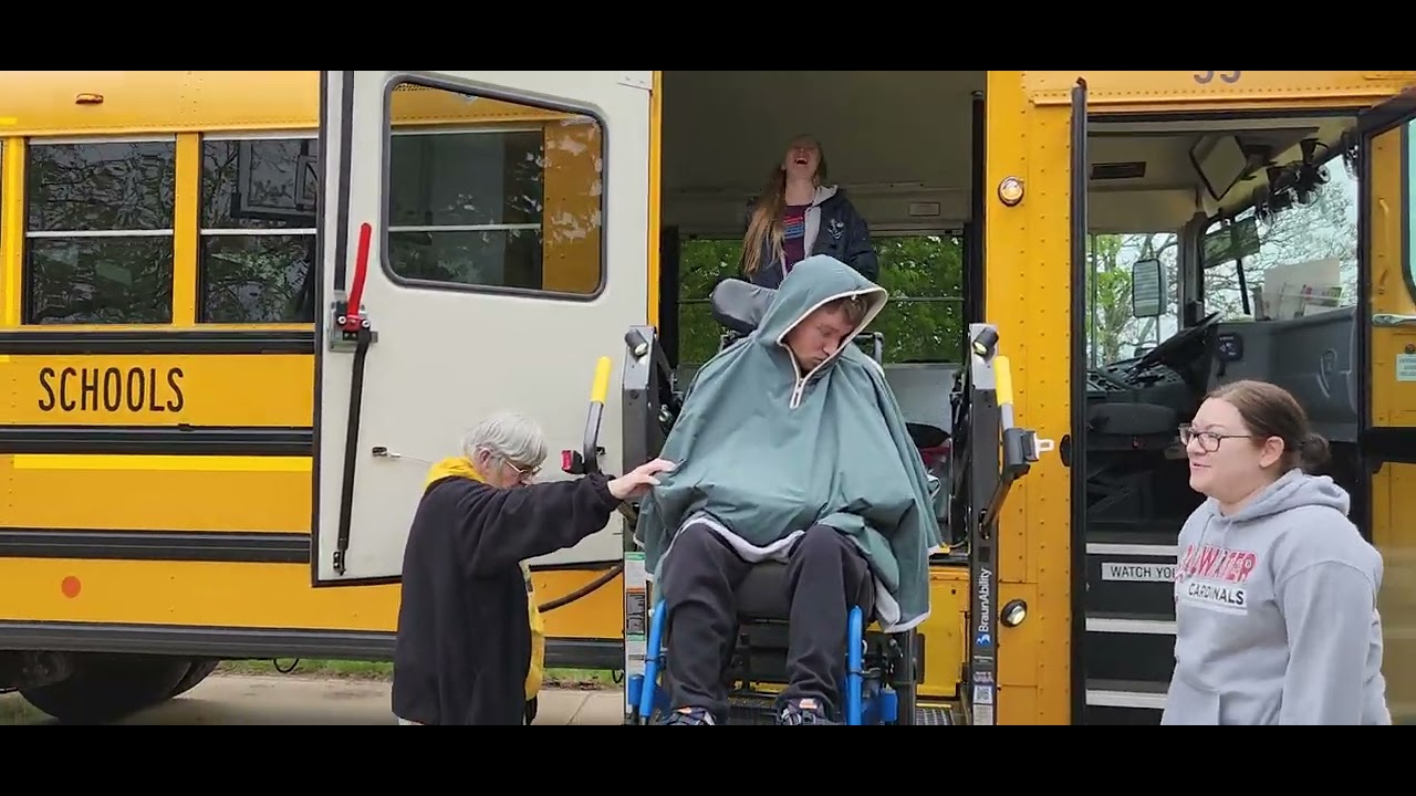 Sam getting home from school & off the school bus lift 5.1.23 @onthatnote