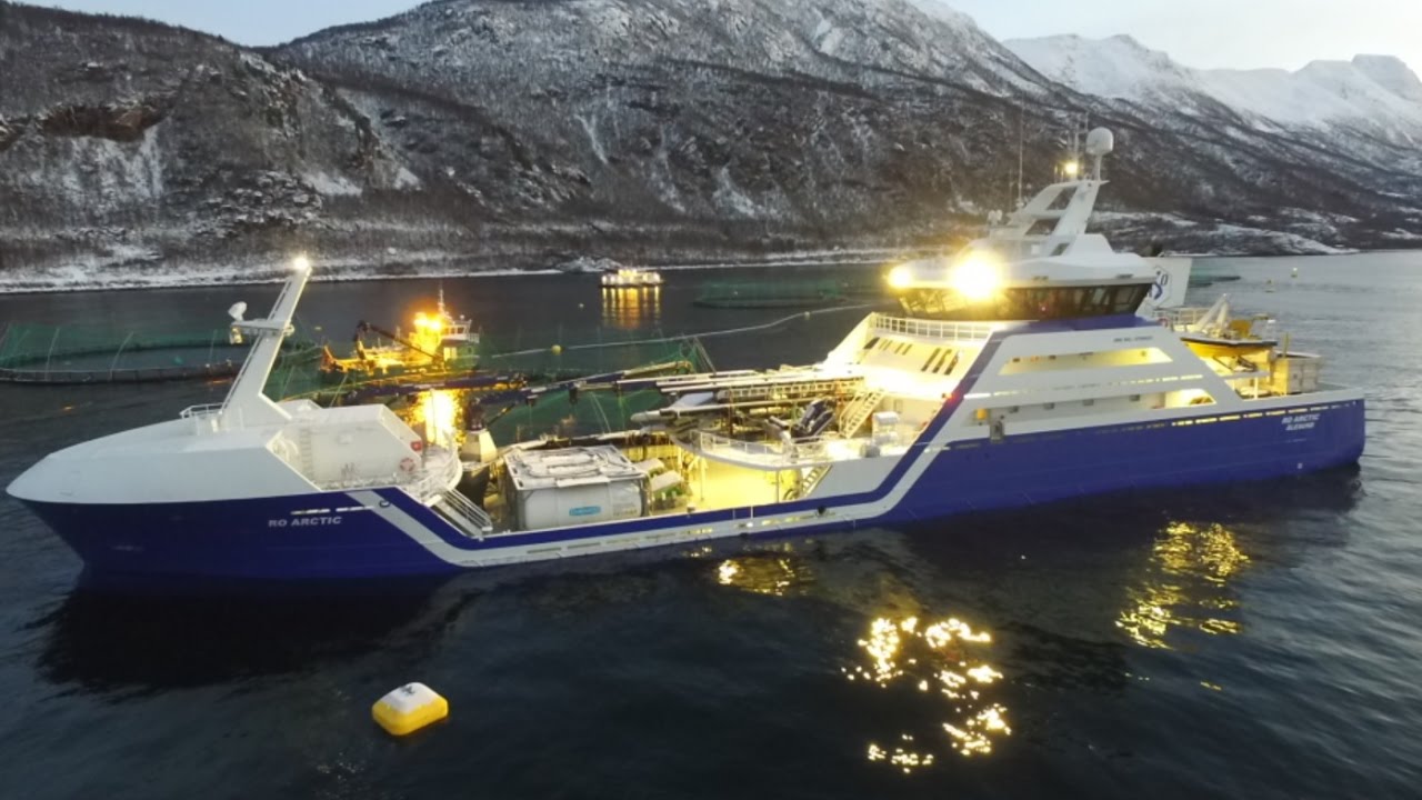 Brønnbåt Ro Arctic utfører arbeidsoppgaver på lokalitet Bjørnstein