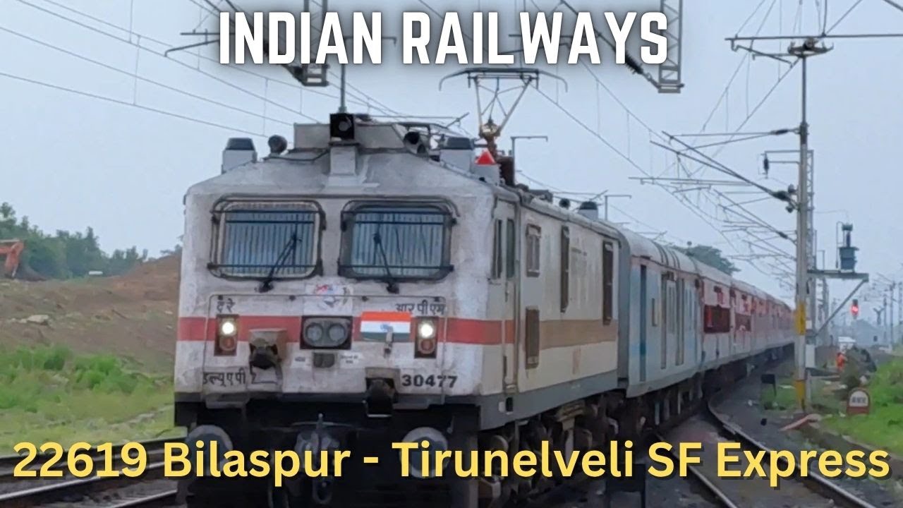 22619 Bilaspur&ndash;Tirunelveli SF Express Slow Entry at Bhandak | RPM WAP-7 Honking & Track Work