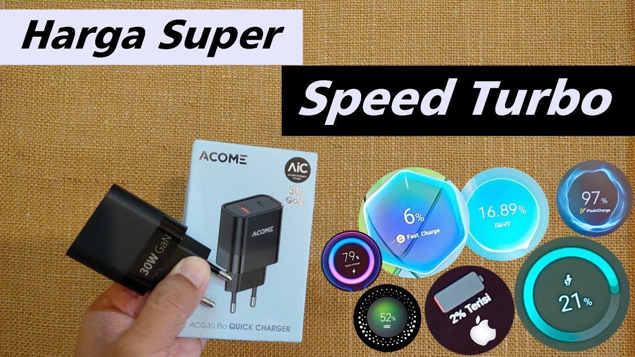 Tes GaN Charge Termurah Acome GaN 30w | Dual Port | Support Laptop 20V | AFC QC PPS SFC PD VOOC Dart