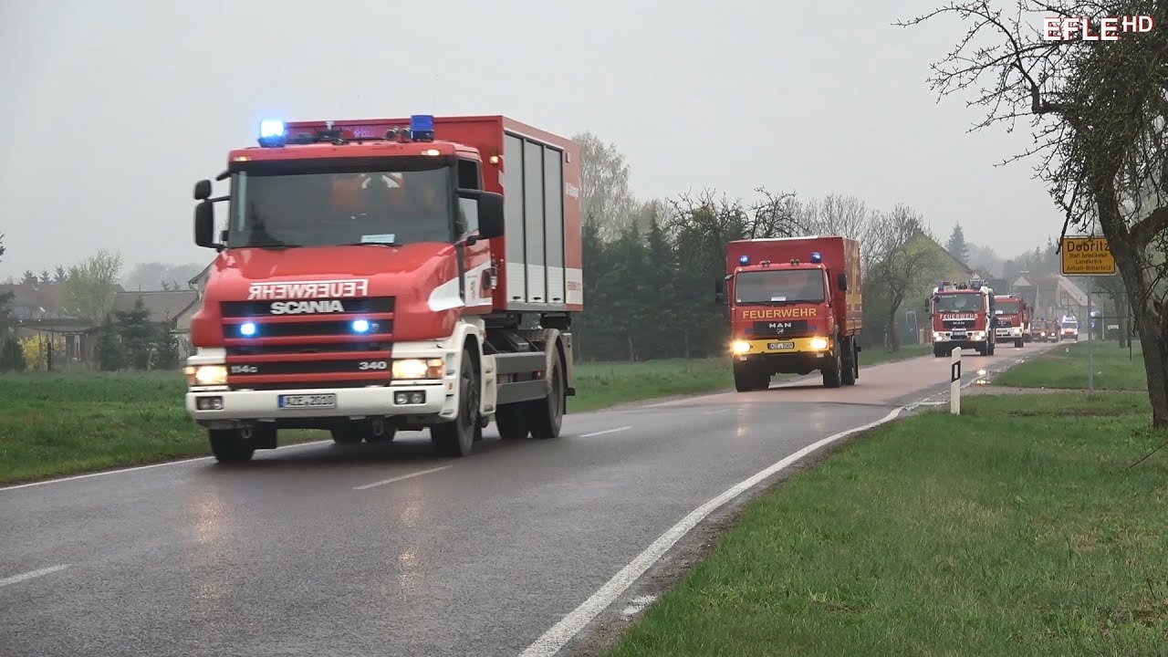 [Über 60 Fahrzeuge in Kolonne] Fachdienstübung Landkreis Anhalt-Bitterfeld