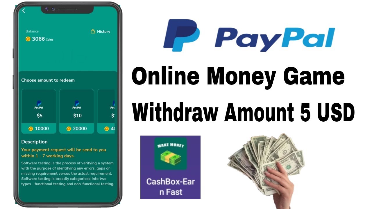 PayPal Online Money Game - Withdraw Amount 5 USD