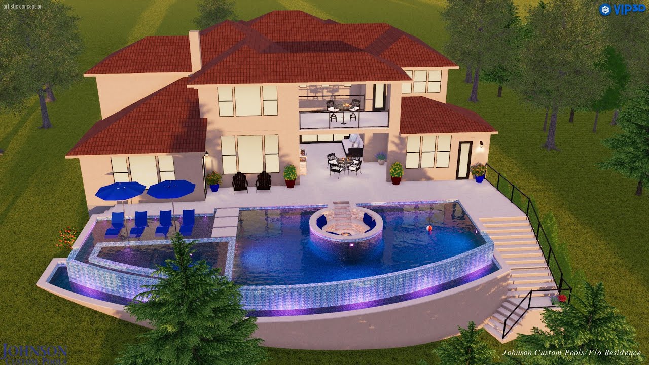 Sunken Fire Pit Negative Edge Pool/Spa