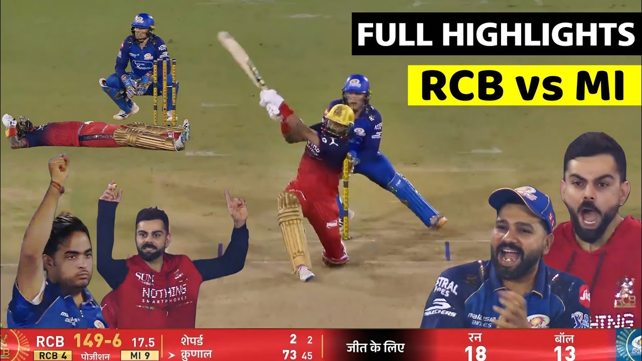 IPL 2026 MI vs RCB 54th T20 Match Highlights &bull; Today Match Highlights &bull; MUMBAI vs BENGALURU Match