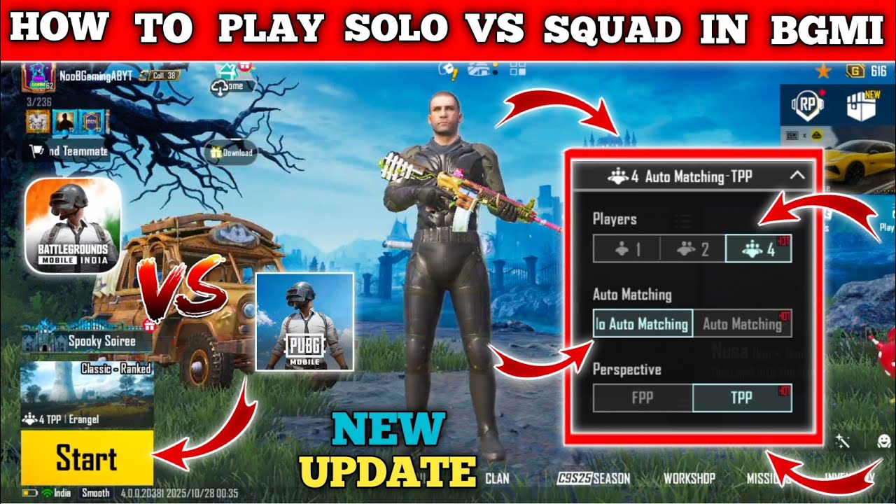 How to play solo vs squad in bgmi || bgmi me solo vs squad kaise khele || bgmi solo vs squad setting
