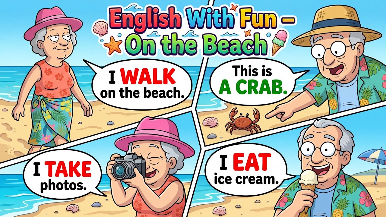 Learn English with Fun 🌊 Beach Sentences for Beginners
