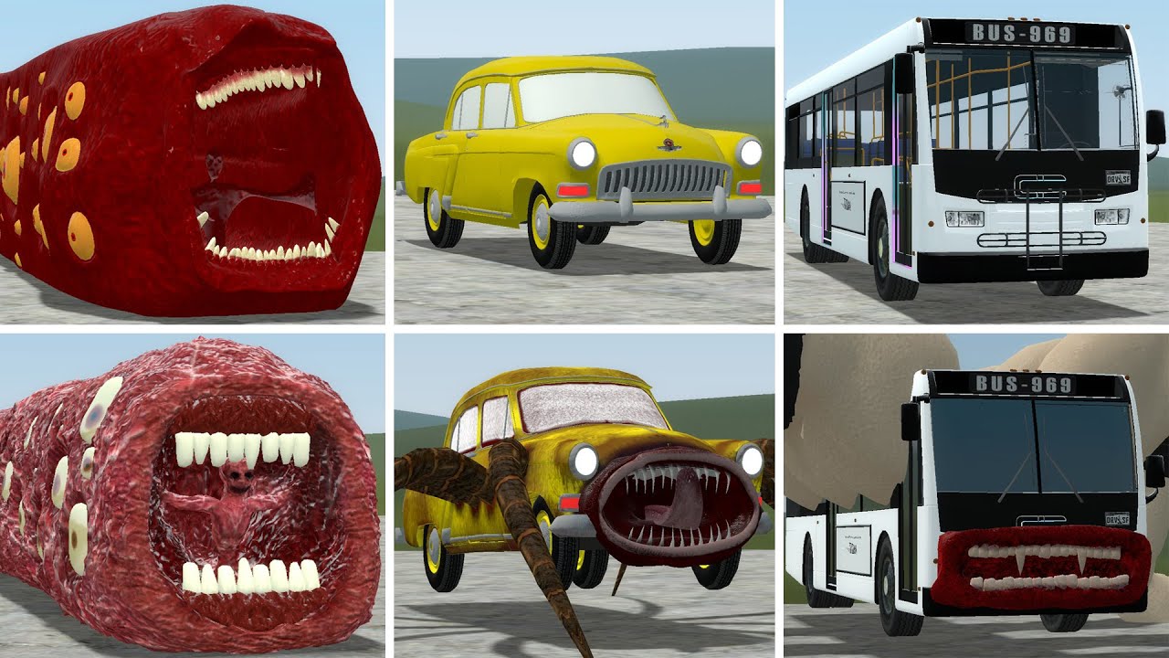 OLD AND NEW UPDATE: TRAIN EATER, CAR EATER, BUS EATER BUILDER VS ALL TREVOR HENDERSON BATTLE In GMOD