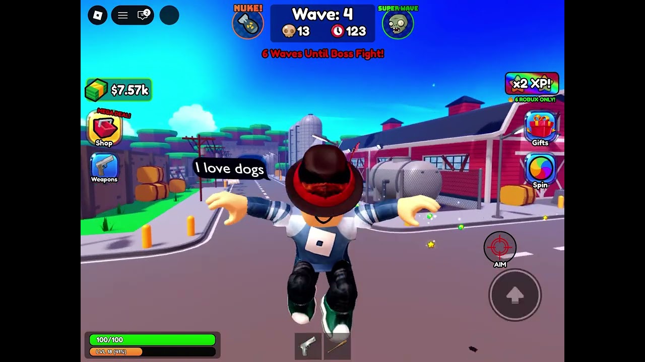 Playing c*t apocalypse #dogsrule (Roblox account: Royce44591)