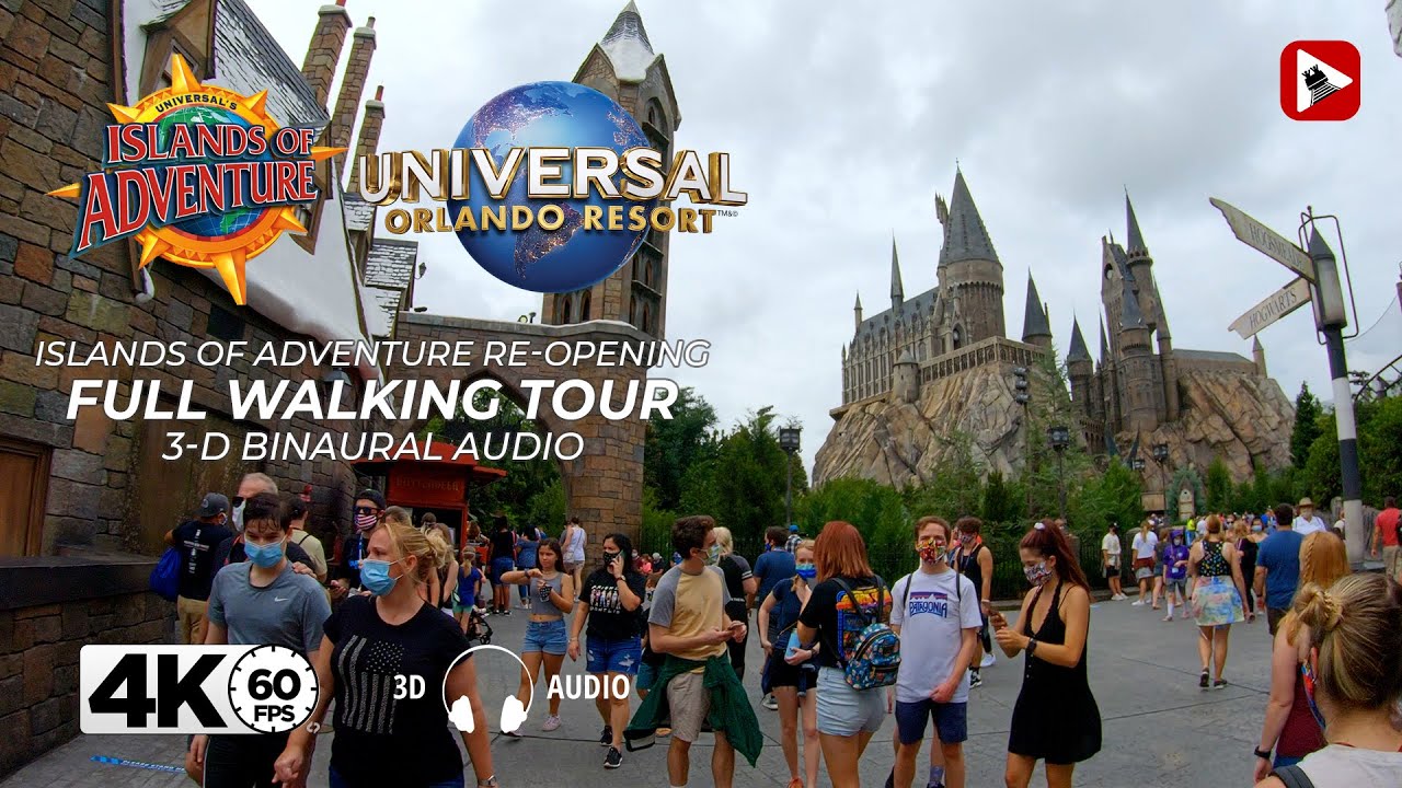 Islands of Adventure Reopening Day Full Walking Tour | 3D Binaural Audio