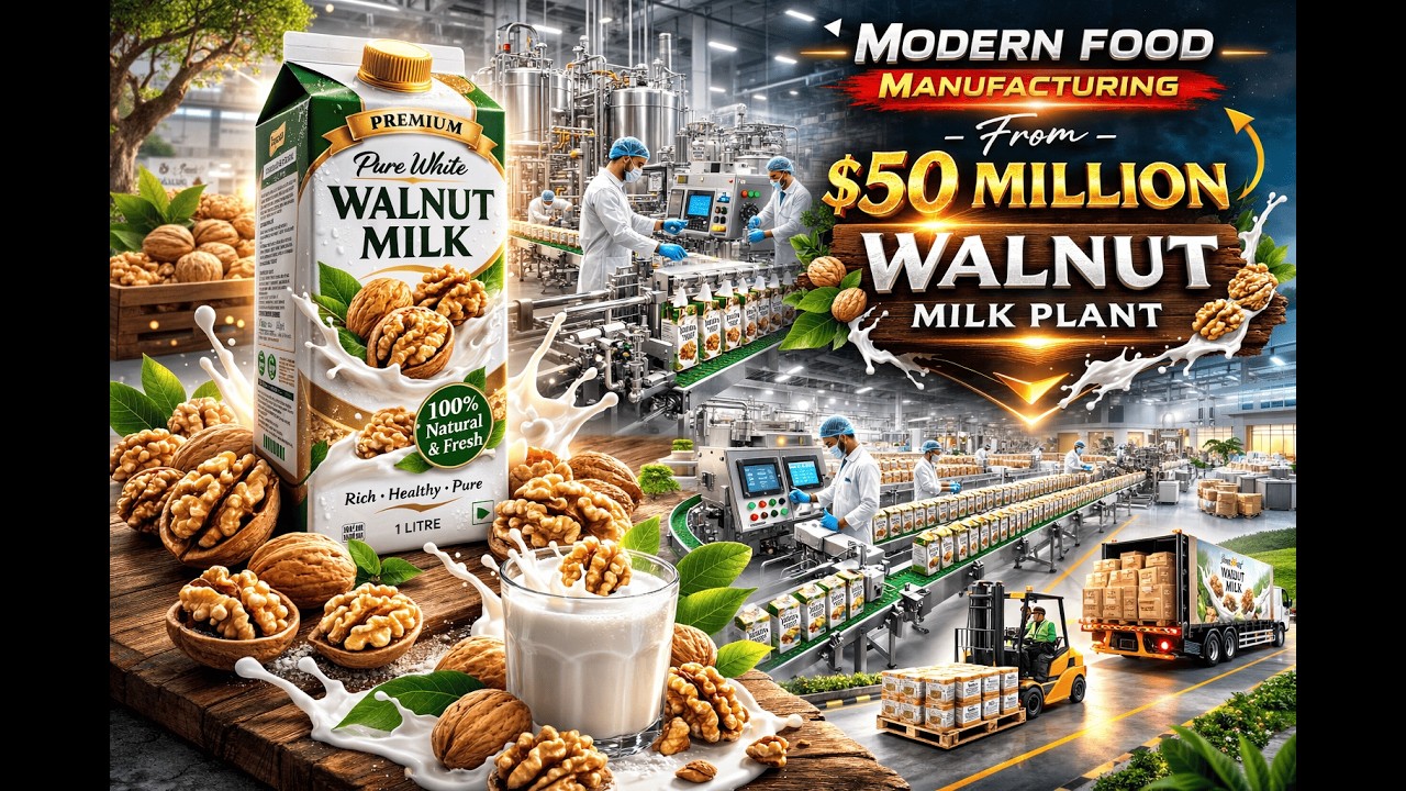 Modern Food Manufacturing - From $50 Million Walnut Milk Plant  | Amazing Processes 2026