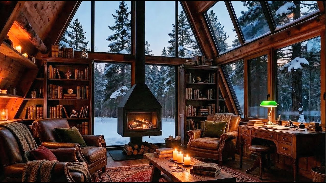 🔥Fireplace & Heavy Blizzard Sounds |❄️ Secret Winter Cozy Cabin Ambience | White Noise