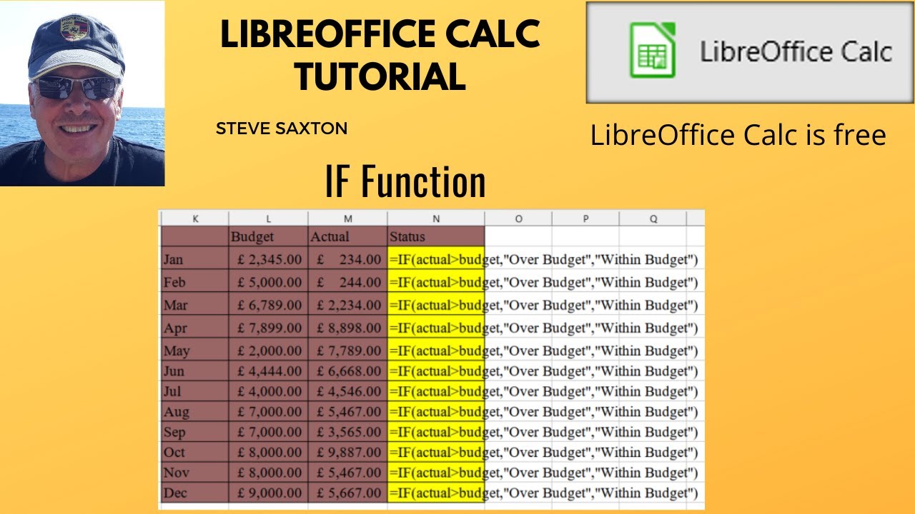 How to create an IF function in LIbreOffice Calc