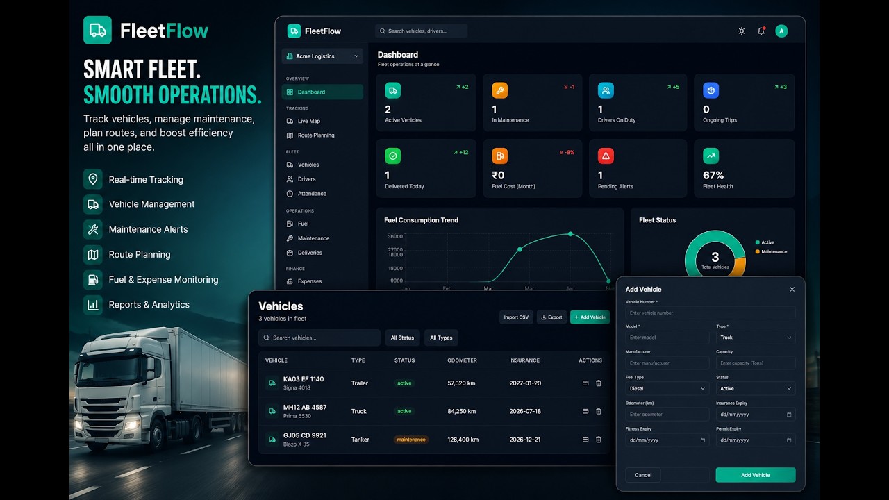 Fleet Management System UI Design | Full Admin Dashboard