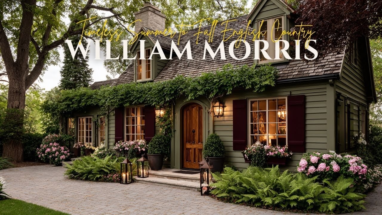 Timeless Summer to Fall English Country Inspired by William Morris in Olive Burgundy