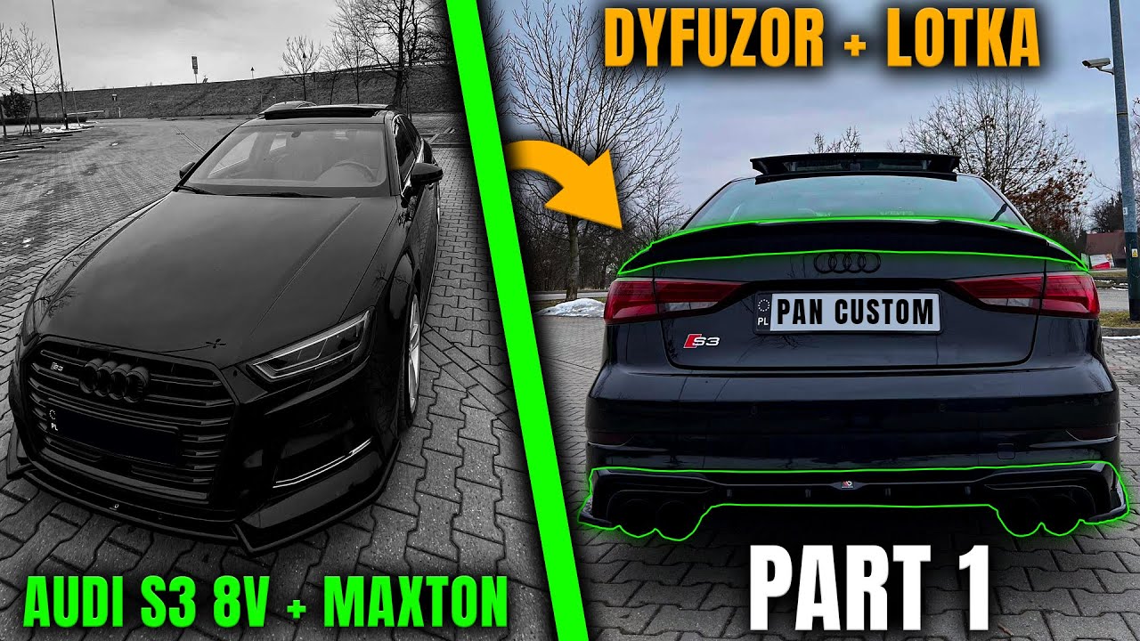 AUDI S3 8V SEDAN MONTAZ PAKIETU MAXTON DESIGN - CZ.1 DYFUZOR I BOCZNE SPLITERY