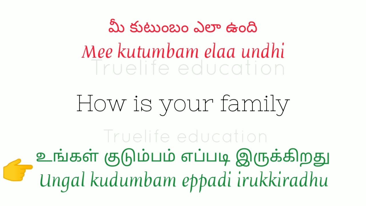 short sentences | video 12 | telugu to Tamil | tamil to Telugu | from truelife education | Vignesh