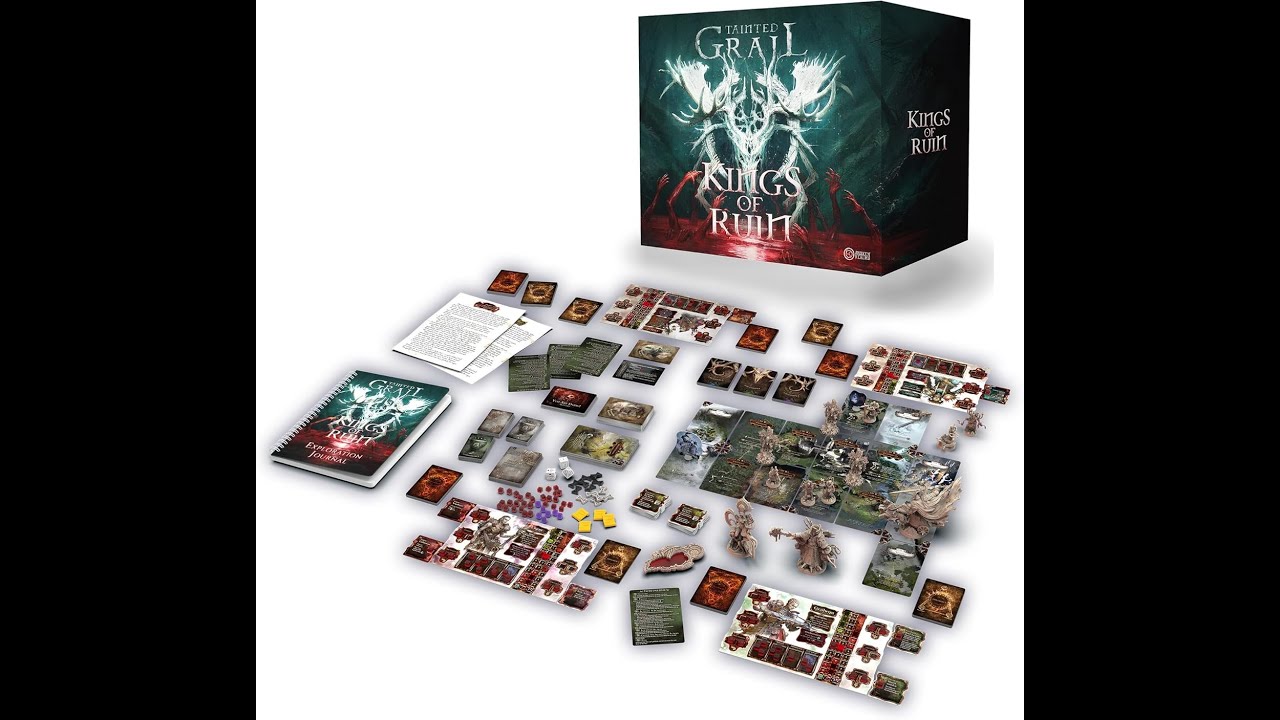 Awaken Realms Tainted Grail: Kings of Ruin Reboxing Packing Organizing Storage using the Base Game
