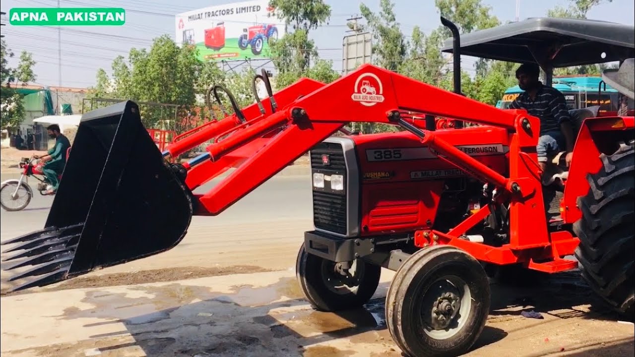 MF 385 with front backet loader price.lahore Millat Agriculture and industrial.Details.APNA PAKISTAN