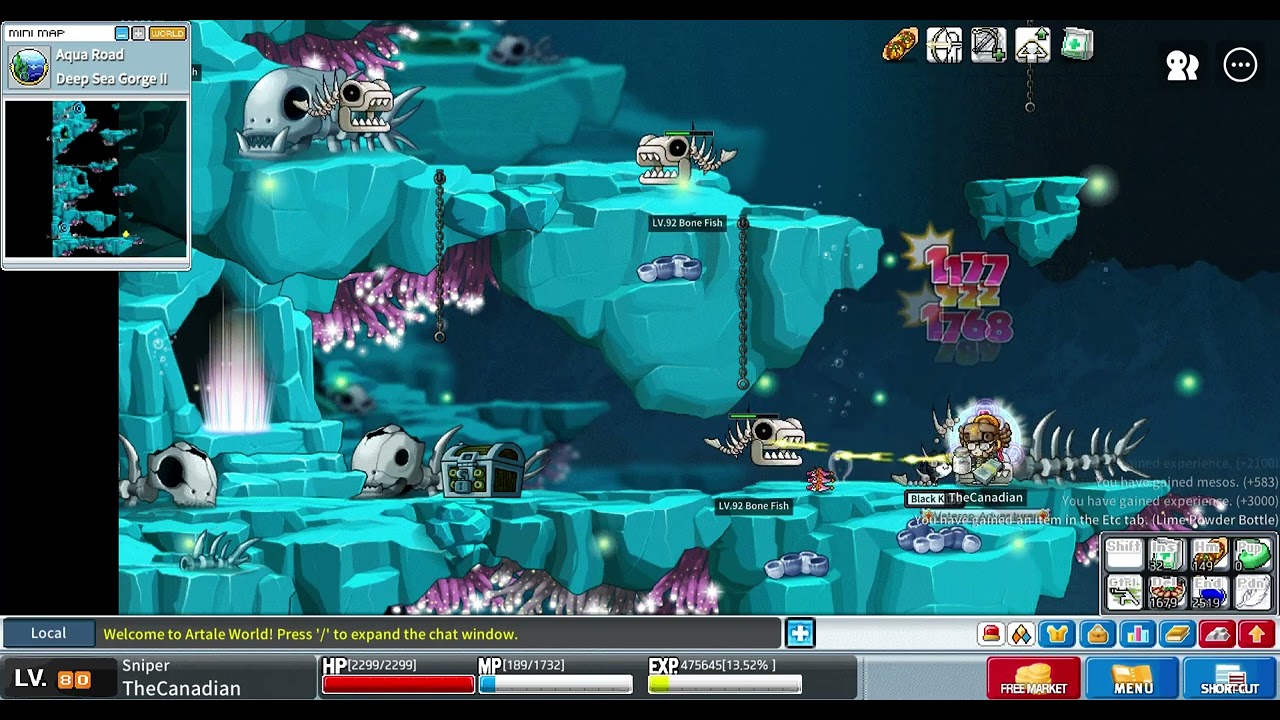 Maplestory Artale - Level 80 Sniper Solo Gobies (448k XP/10 mins on 1.5x)