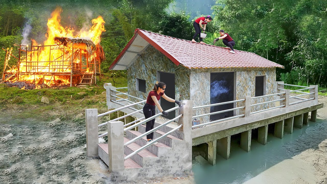Full Video _90 Day Journey To Build a Dream Home To Replace Burned Bamboo House, Start to Finish