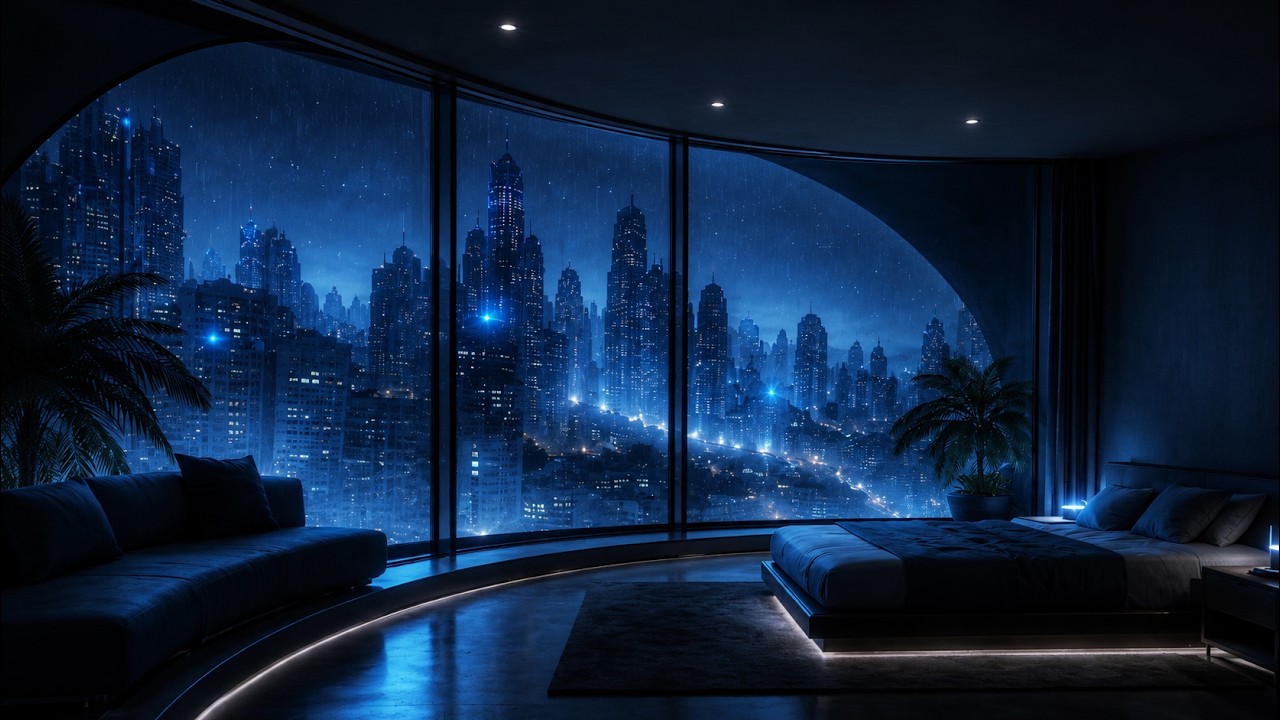 Midnight Megacity – Lonely Cyberpunk Rain Apartment 🌧️ | Night Focus Ambient