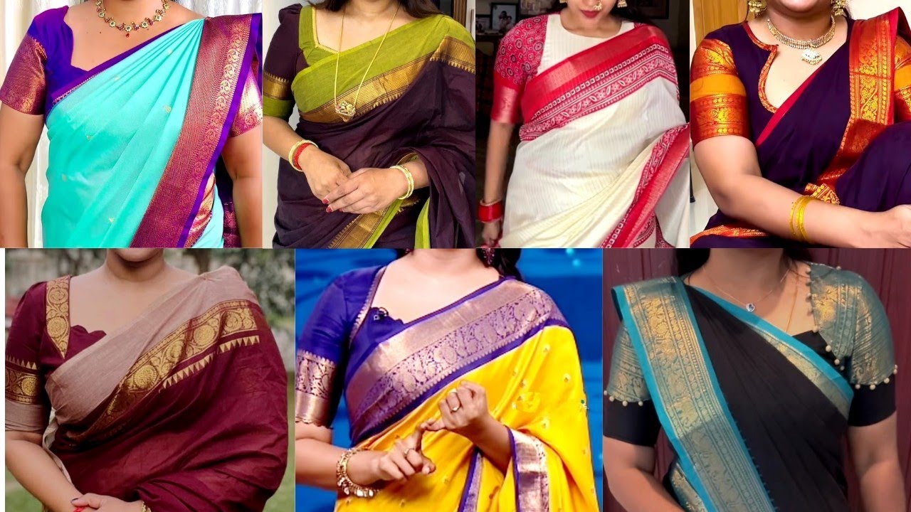 Pattu Saree Blouse Designs😍Simple Blouse Front Neck Ideas