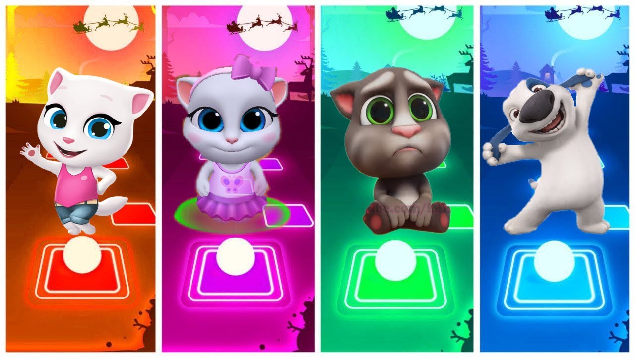 Talking Tom Friends  Tiles Hop Edm Music Rush Gameplay | Tom vs Angela vs Ben vs Hank Crash Race!