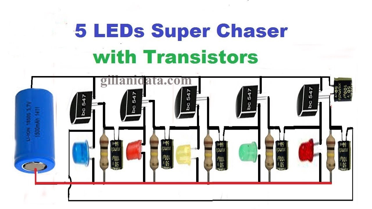 5 LED Chaser by using Transistors