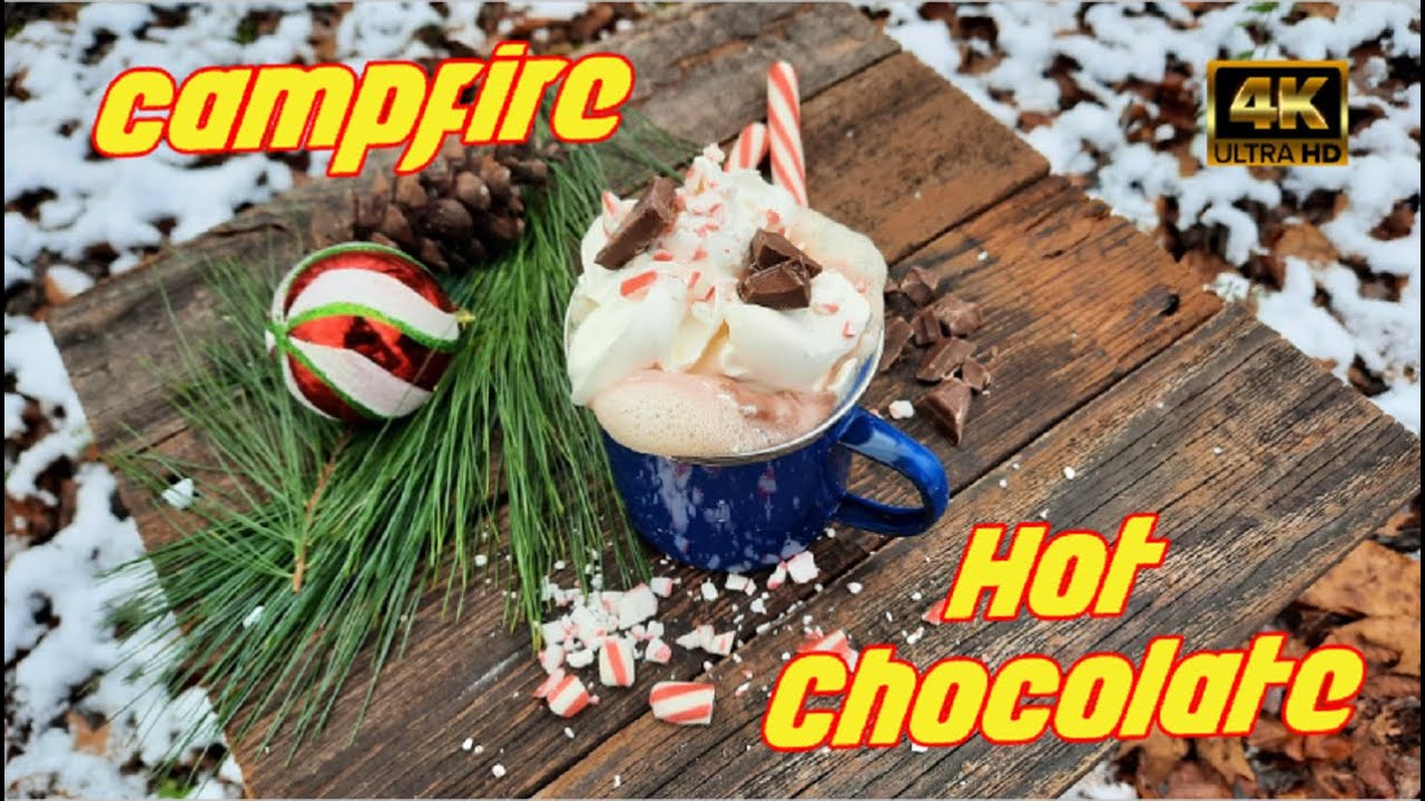 CAMPFIRE HOT CHOCOLATE | Easy Homemade Loaded Hot Chocolate Recipe | Rocket Stove | ASMR | 4K UHD