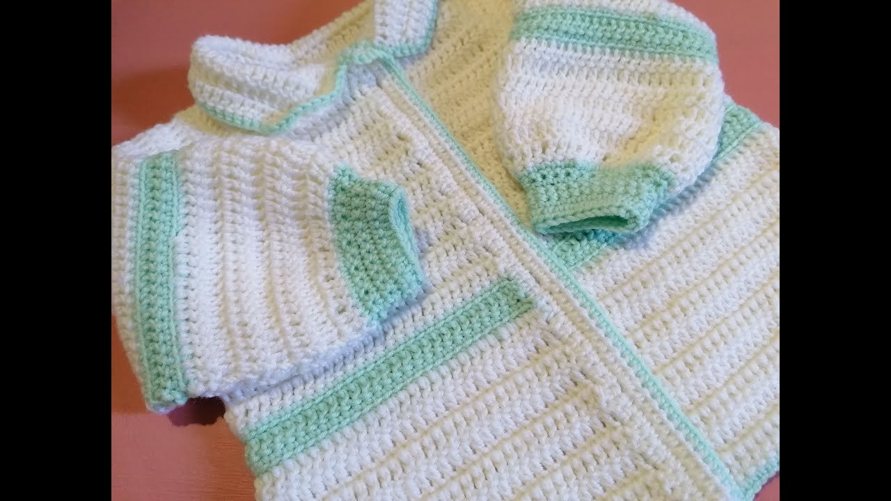 Cardigan top down neonato taglia 3-6 mesi uncinetto crochet