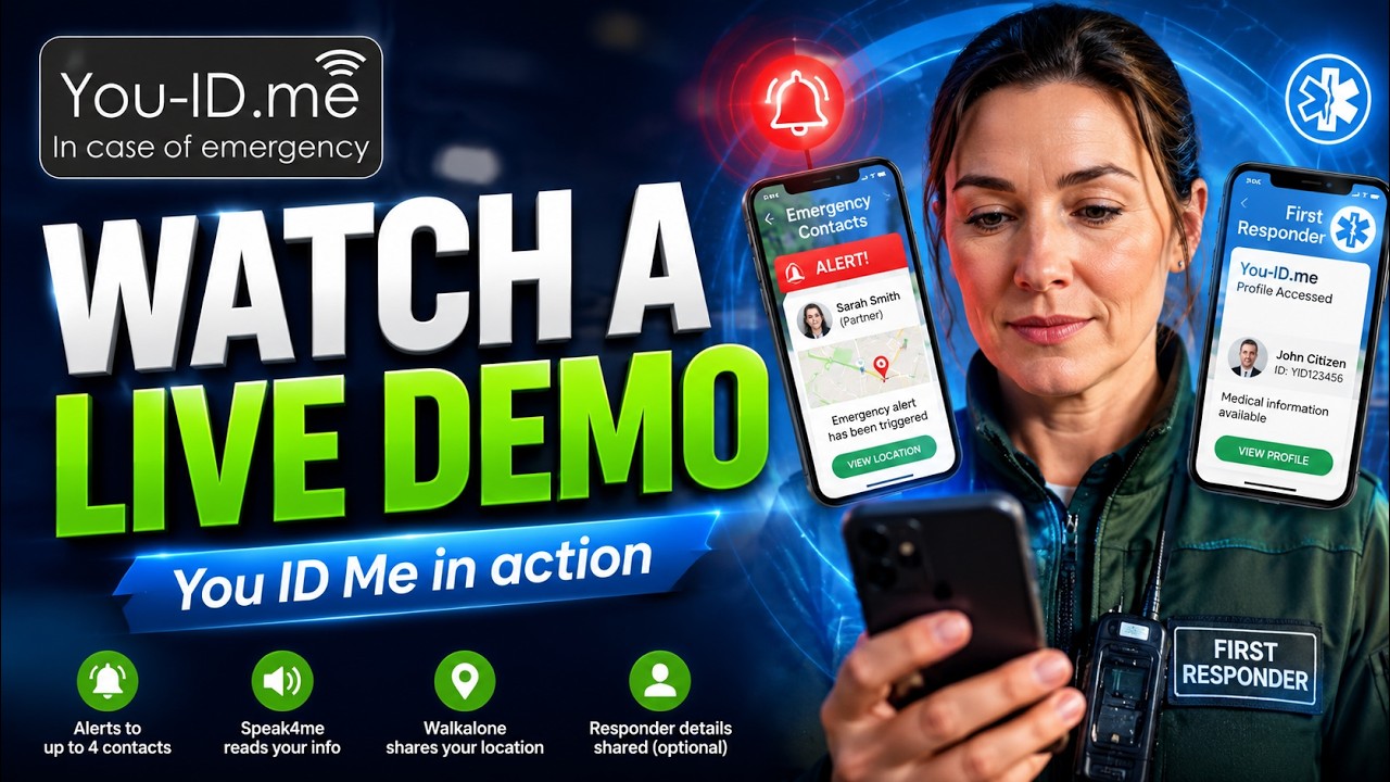 You ID Me Emergency ID and Medical Alert Service Demo of Lifesaving Capability on Phone