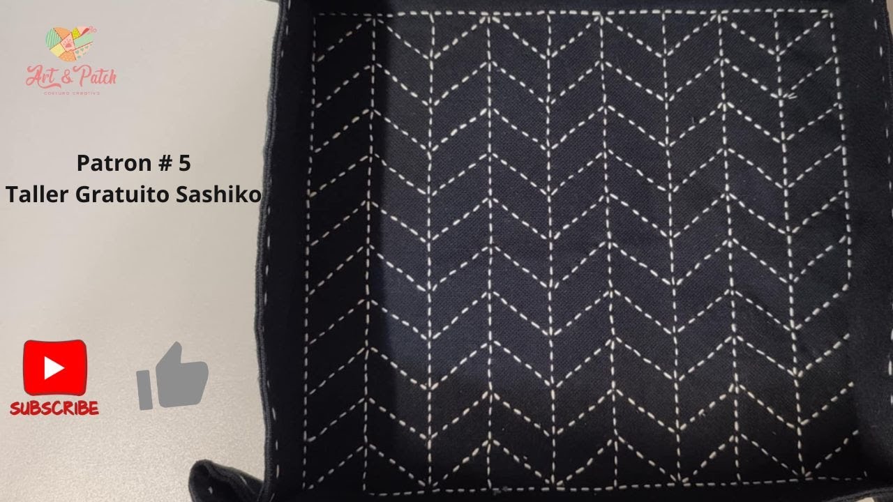 🪡🧵Taller Gratuito de Bordado Sashiko Patron 5 #bordadojapones #bordadosashiko #hechoamano