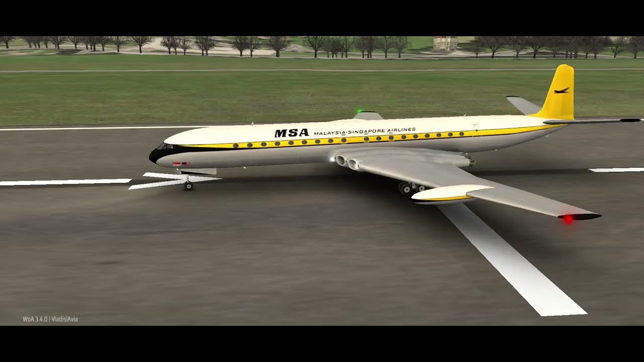 WoA: De Havilland DH 106 Comet 4, MSA airline, unique livery, Damascus, Syria, landing, takeoff DH64