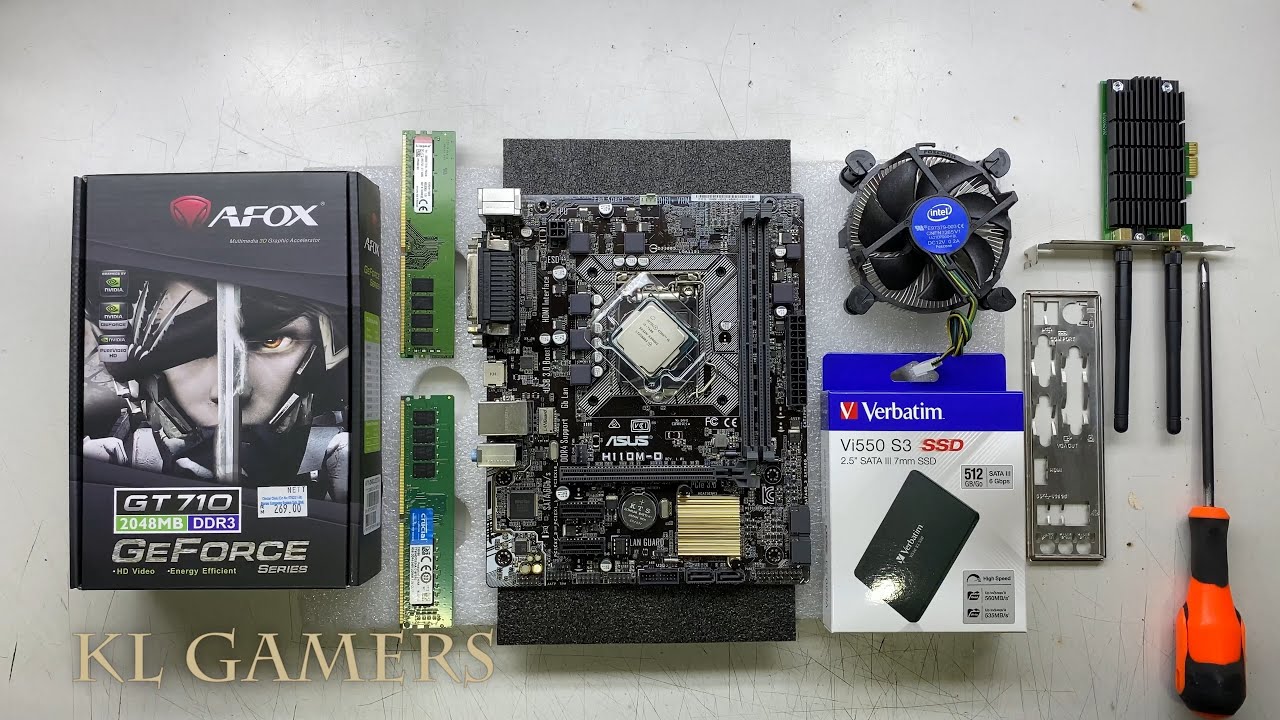intel Core i5 7400 ASUS H110M-D Verbatim SSD AFOX GT710 PC Build