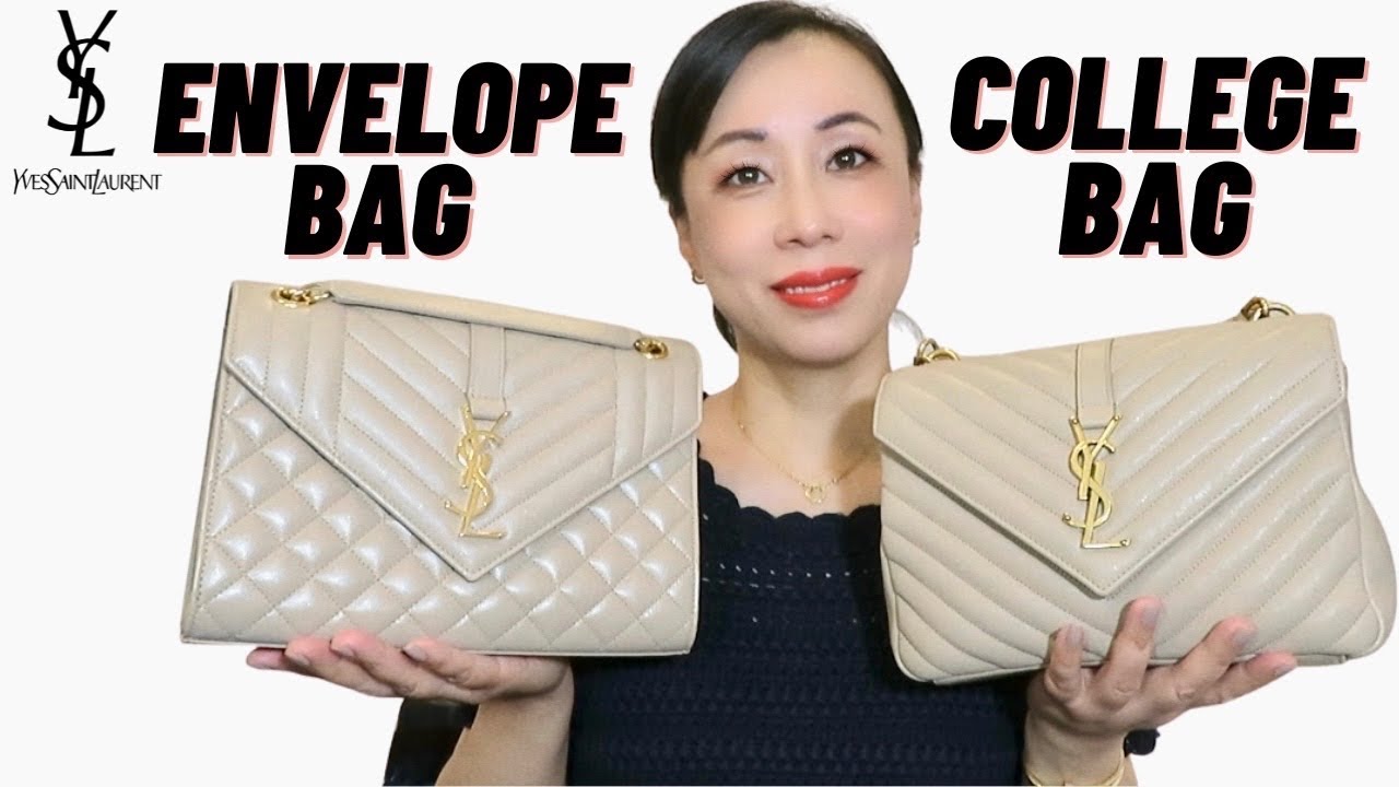 YSL ENVELOPE BAG VS. COLLEGE BAG | Capacity, Mod Shots, Which one to choose? | Try On VIVAIA Shoes