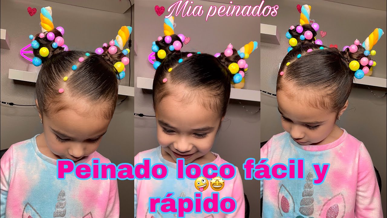 PEINADO LOCO 😜 FÁCIL RÁPIDO Y DIVERTIDO/Crazy hair ideas 💡 for little girls 👧🏻