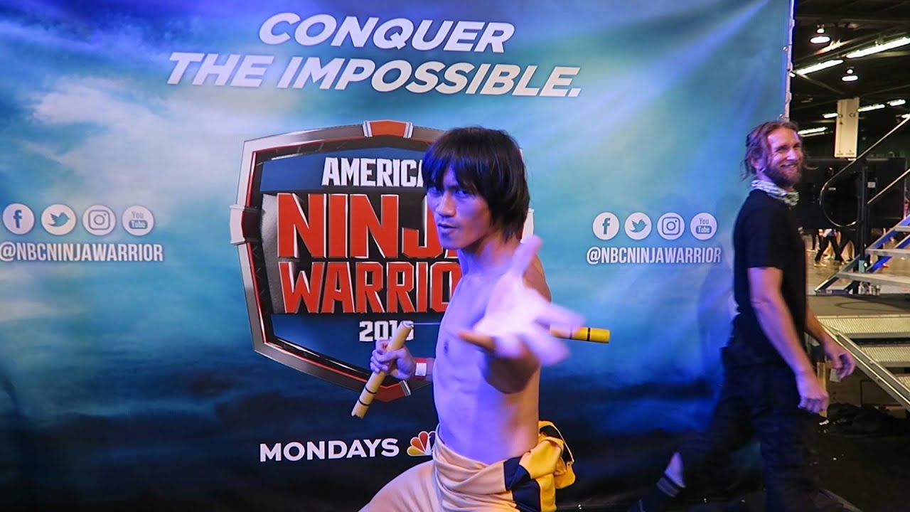 Ninja Nate on American Ninja Warrior Bruce Lee Cosplay