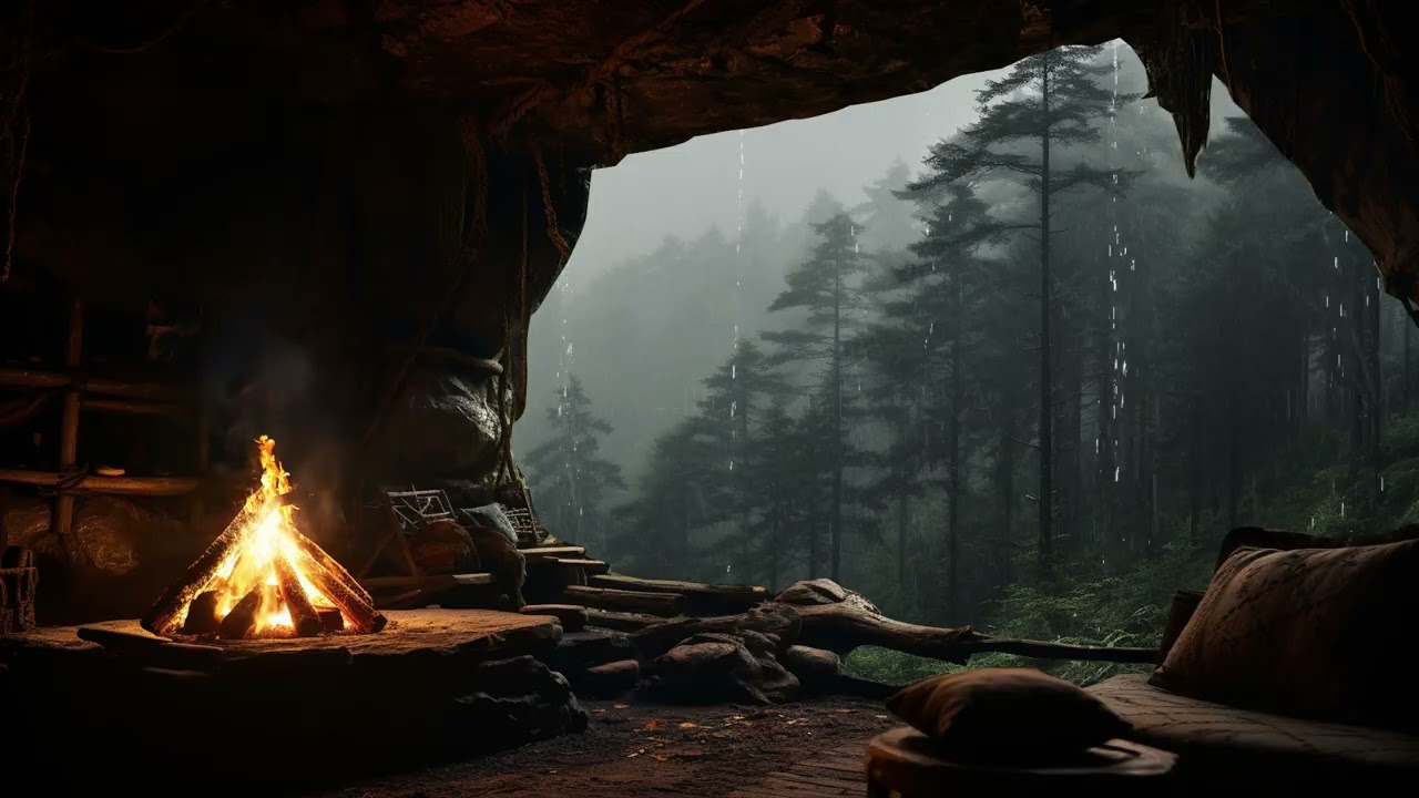 Heavy Rain in Cave | Sounds for Focus, Sleep and Deep Relaxation