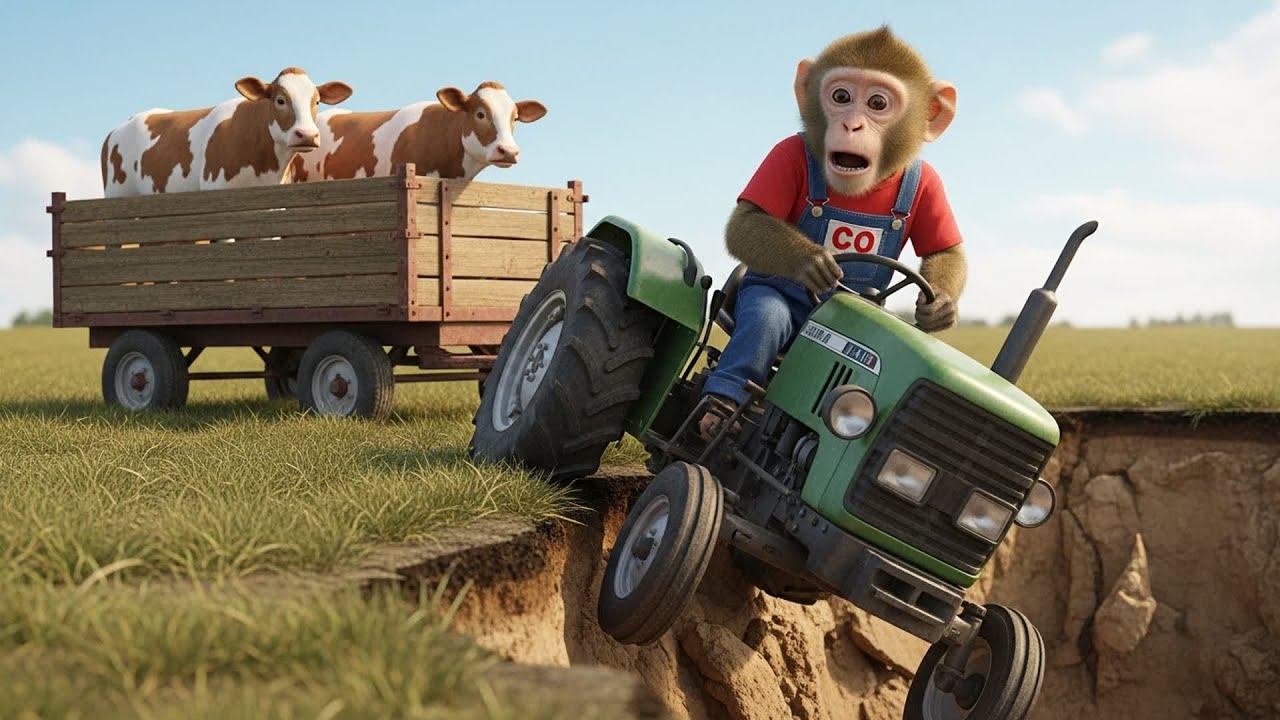 Monkey CO Drives the Crane to Rescue the Cow from a Sinkhole on Halloween 🐒🏗️🐄 | CO RESCUE TEAM
