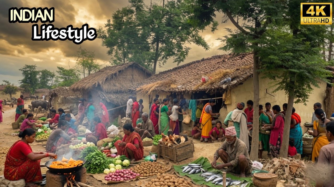 Peaceful Village & Crowded Market | Indian Village Life
