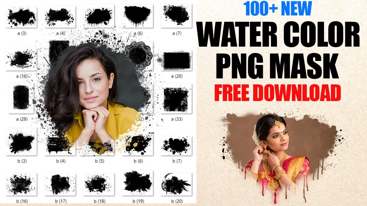 Wotercolor PNG Mask free download |  clipping masks mask PNG Images for wedding album Design