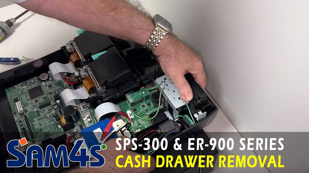 Sam4s SPS-300 and ER-900 removing cash register from cash drawer and replacing power cord