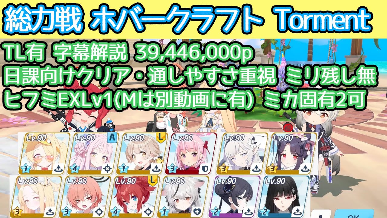 【ブルアカ】総力戦 ホバークラフト Torment 日課向けクリア・通しやすさ重視 貫通/重装甲 39,446,000p TL有 字幕解説 (ヒフミEXLvMは別動画に有)