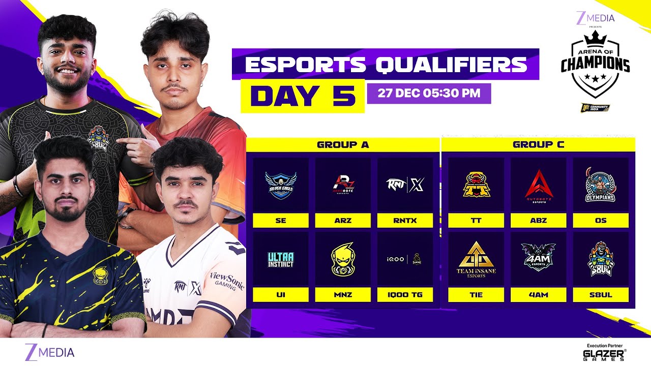ZeeMedia Arena of Champions | Esports Qualifiers Day 5 | Group AxC #s8ul #totalgaming