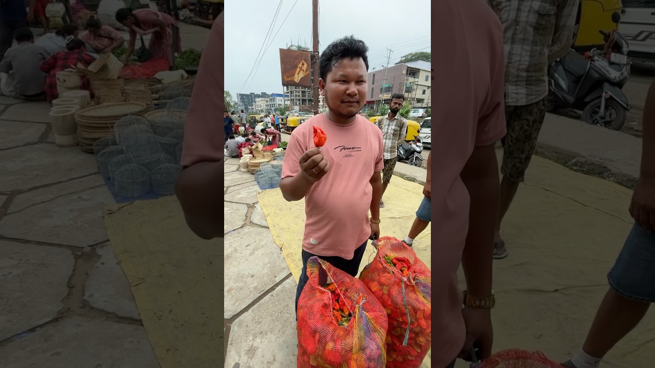 Selling a King chilly at Dimapur supermarket 